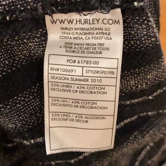 Hurley Striped Linen Blend Roll Up Beach Pants - Picture 14 of 14